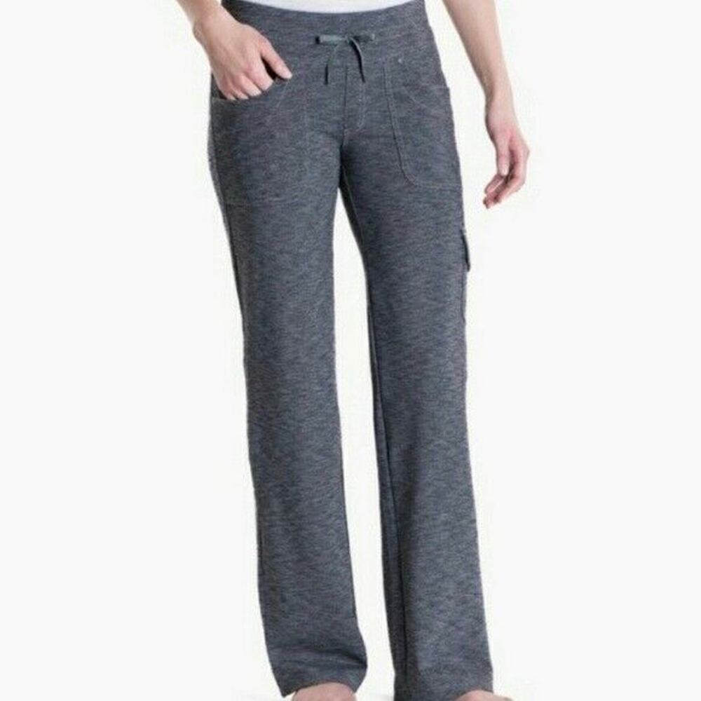 Kuhl Mova Straight leg Pants 8 Gray Heather Nylon Knit Drawcord 6199